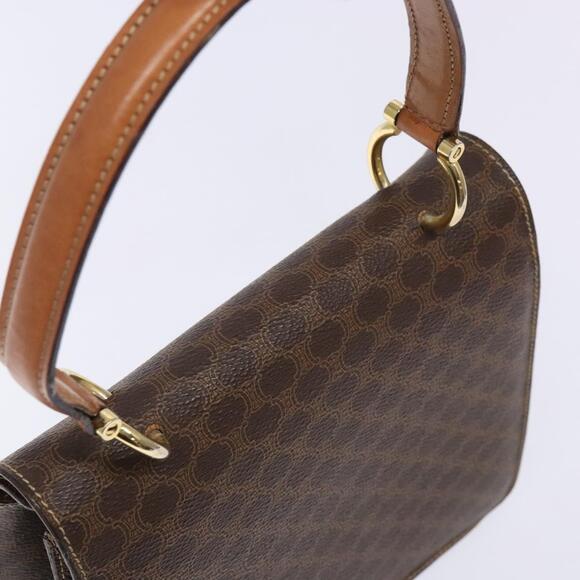 CELINE Macadam Canvas Hand Bag Pvc Leather Brown Gold - Picture 6 of 13